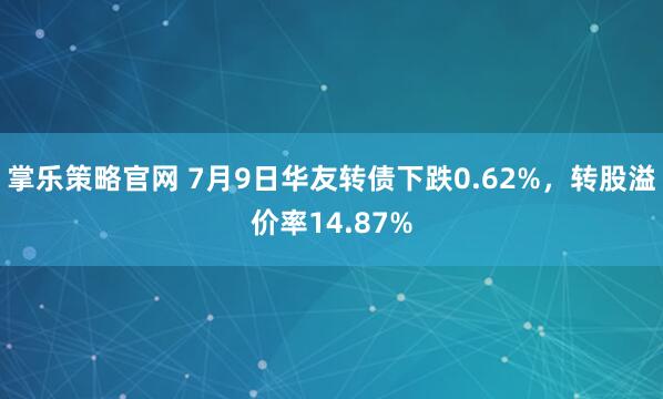 掌乐策略官网 7月9日华友转债下跌0.62%，转股溢价率14.87%