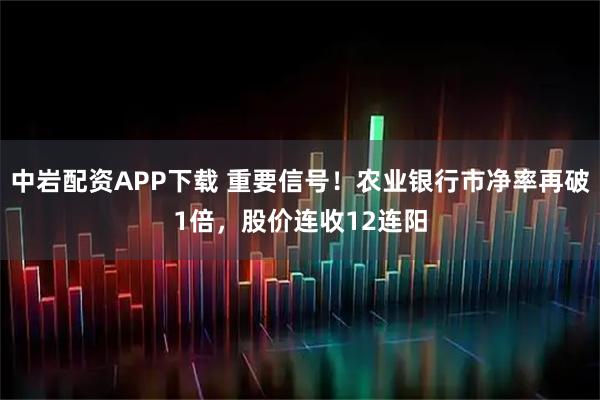 中岩配资APP下载 重要信号！农业银行市净率再破1倍，股价连收12连阳