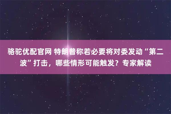 骆驼优配官网 特朗普称若必要将对委发动“第二波”打击，哪些情形可能触发？专家解读