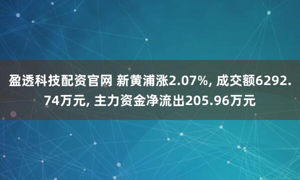盈透科技配资官网 新黄浦涨2.07%, 成交额6292.74万元, 主力资金净流出205.96万元